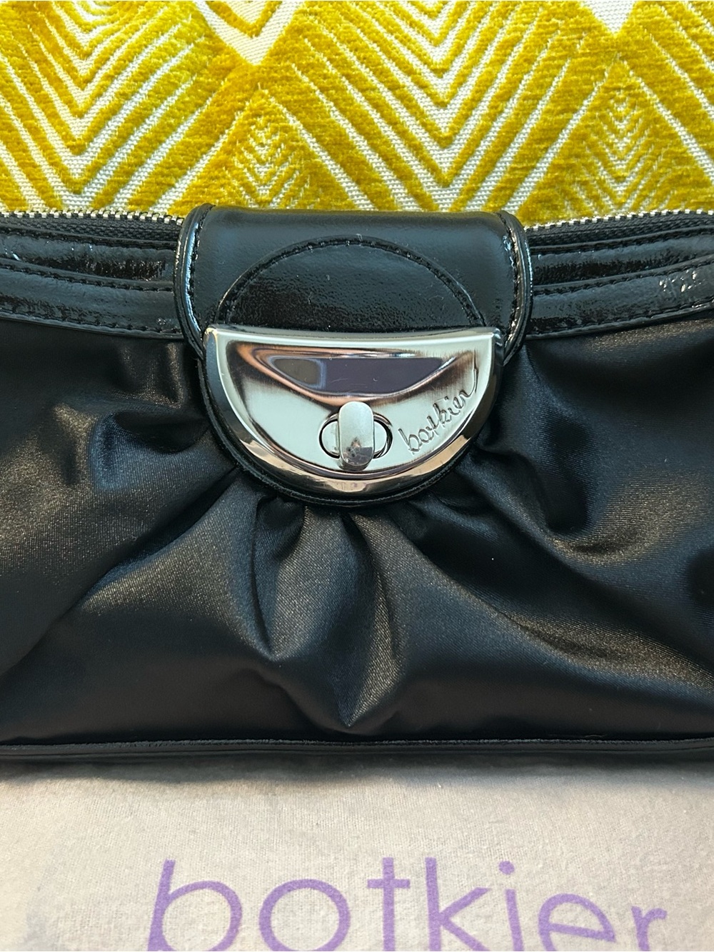 Botkier Black Clutch with Silver Turn-Lock